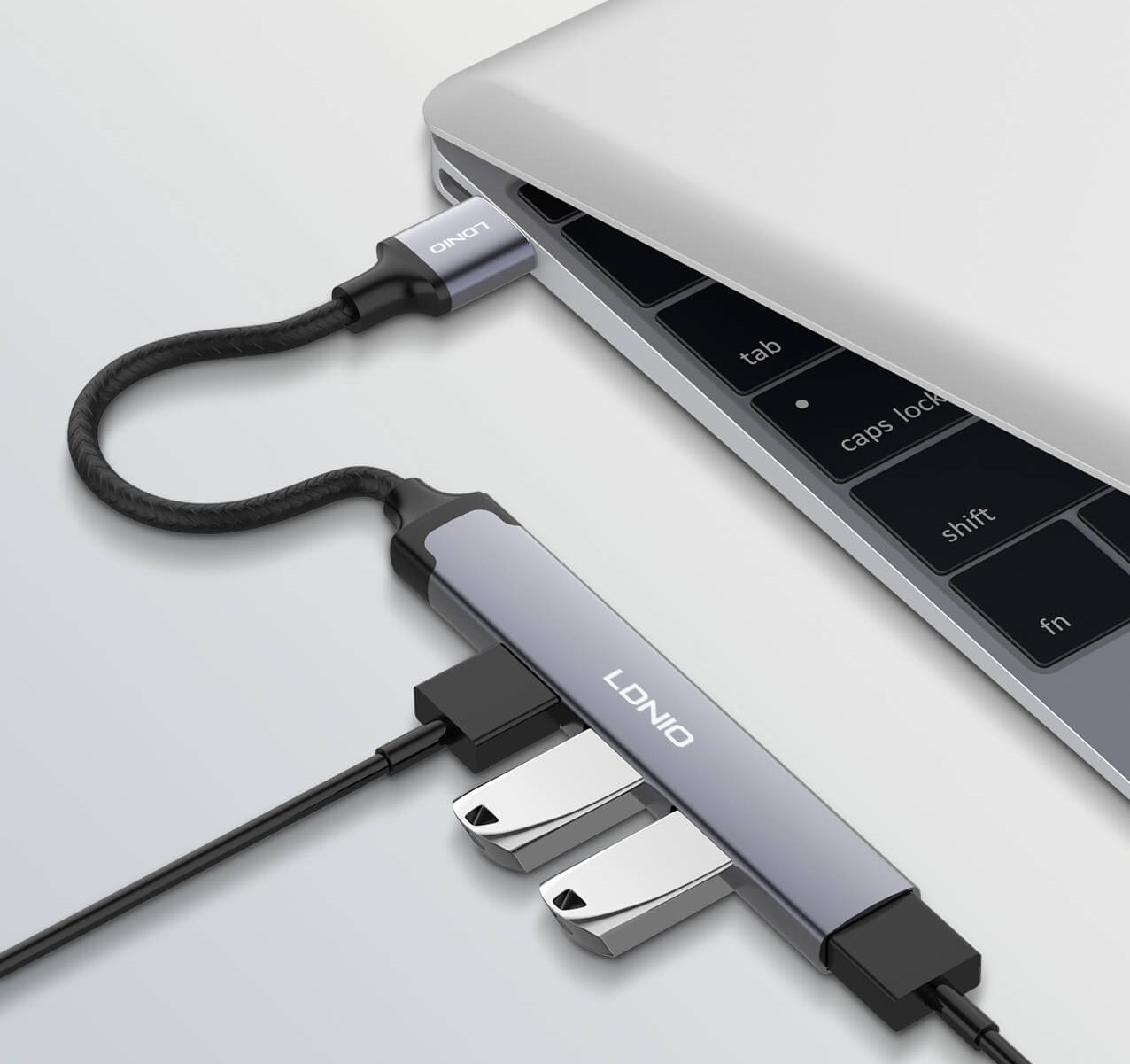 Ldnio DS 44U 4 In 1 USB Hub - Grey