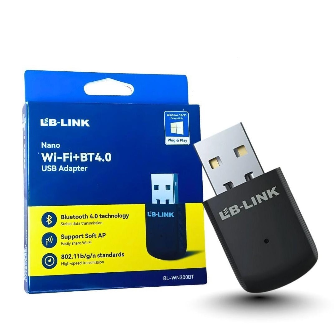 Lb-Link BL-WN300BT Nano WiFi & Bluetooth 4.0 USB Adapter for PC/Laptop - Black