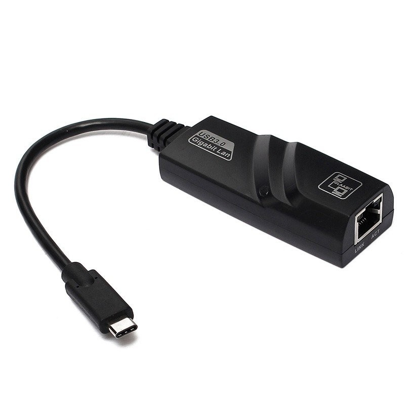 Type C Port To RJ45 Ethernet Lan Cable Adapter - Black