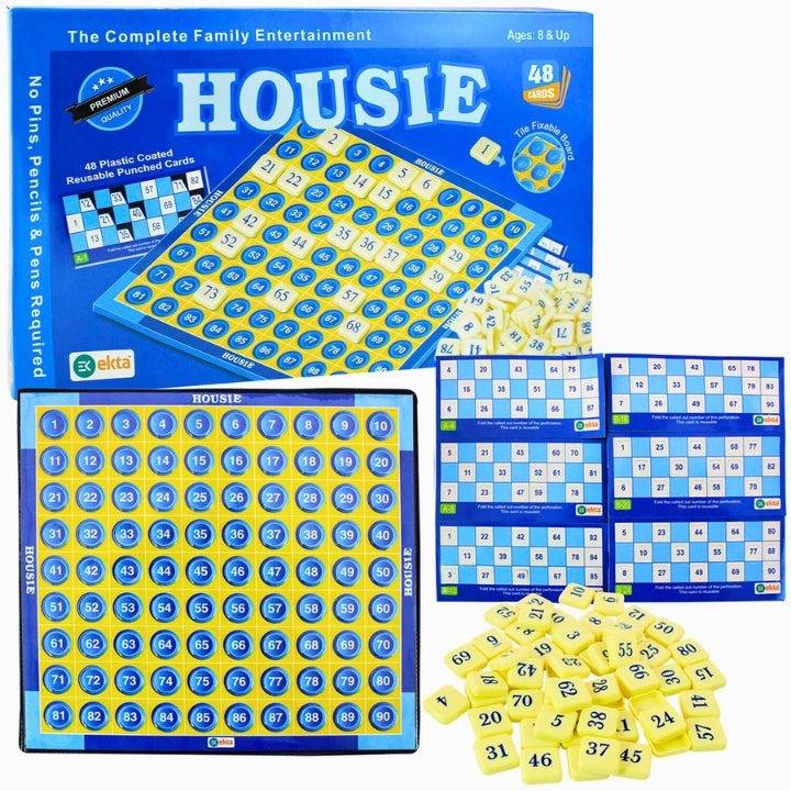 Housie Deluxe Family Board Game - Blue