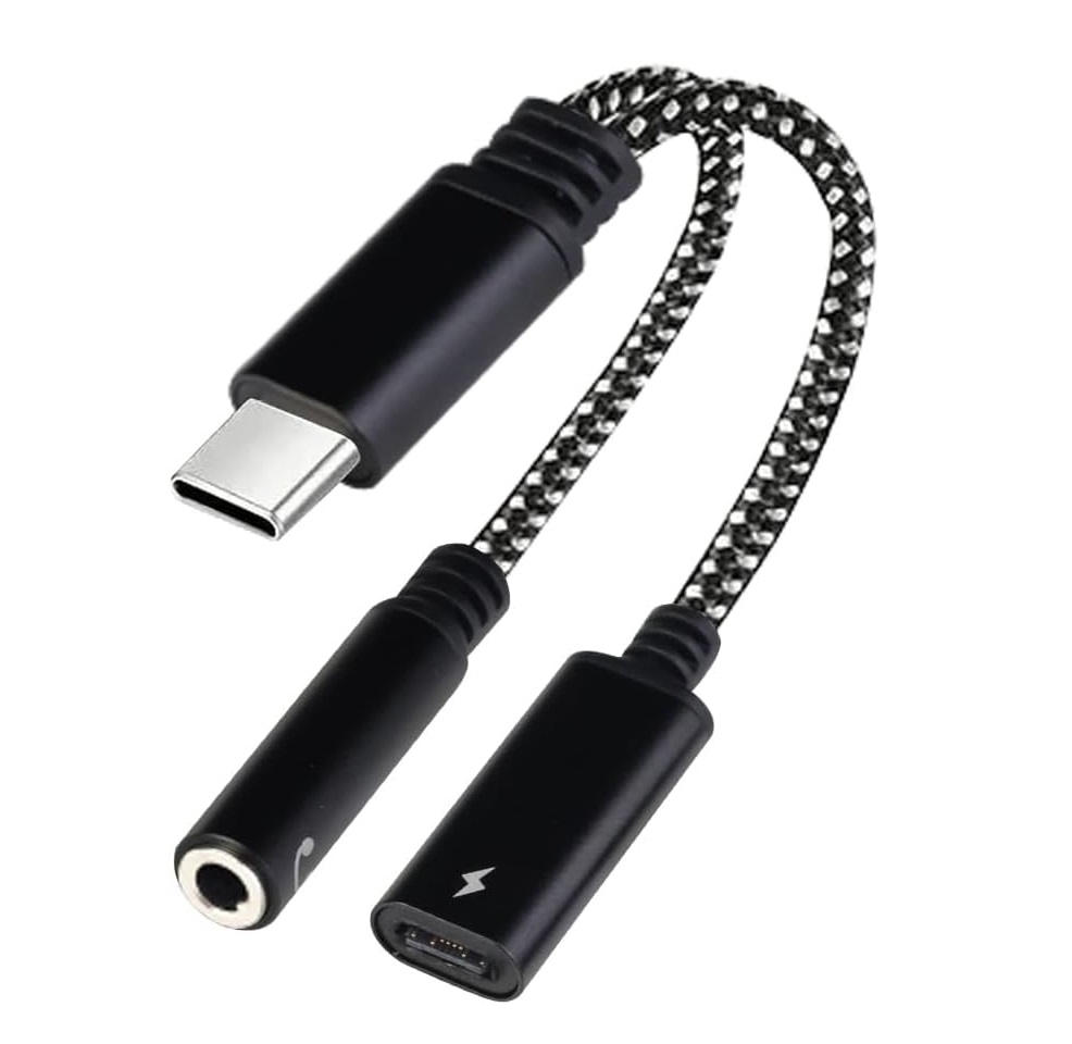Usb Type C Ro 3.5mm 2 In 1 Headphone And Charger Adapter - Black