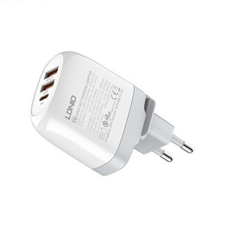 Ldnio A3511Q 65W Super Fast Charging Adapter 3 USB Port PD QC 3.0 - White