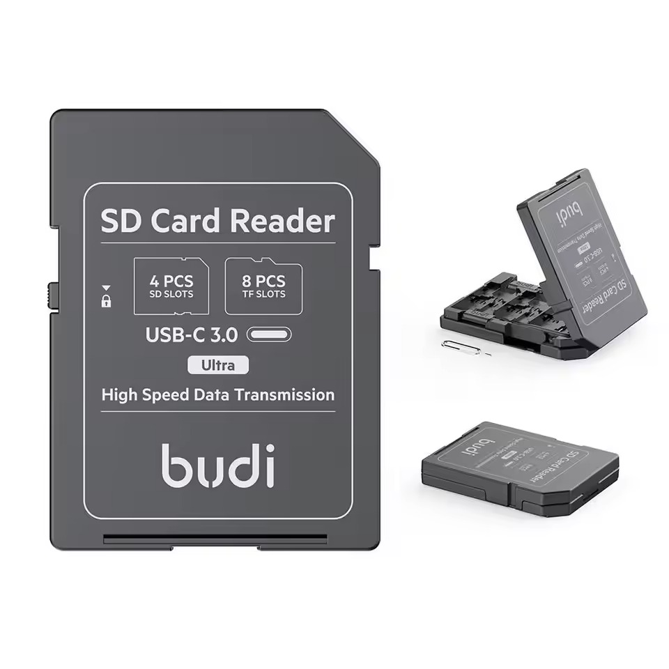 Budi Multi Card Reader With 4 SD & 8 TF High-Speed Slots
