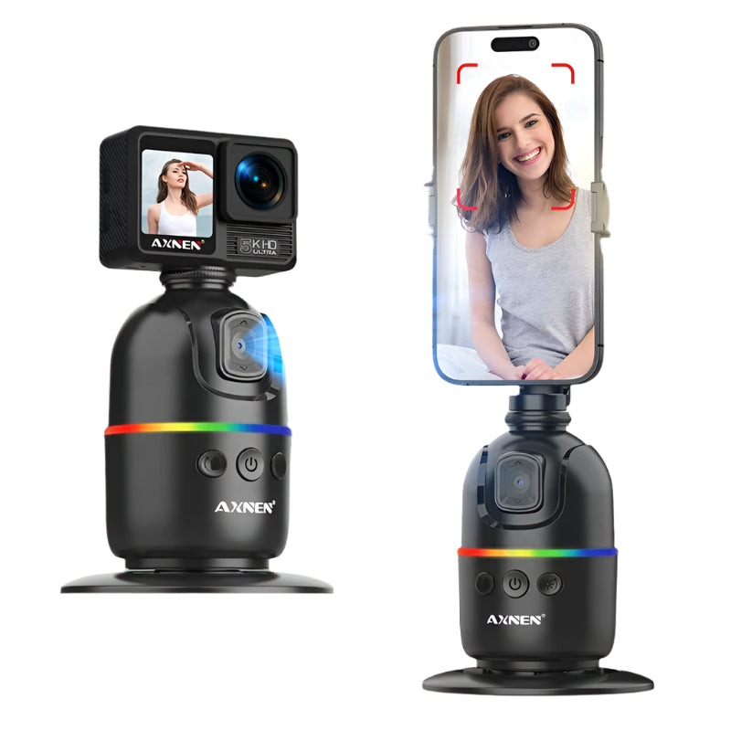 P03 AI Auto Face Tracking 360° Smart Gimbal Mount For Phones & Action Cameras - Black