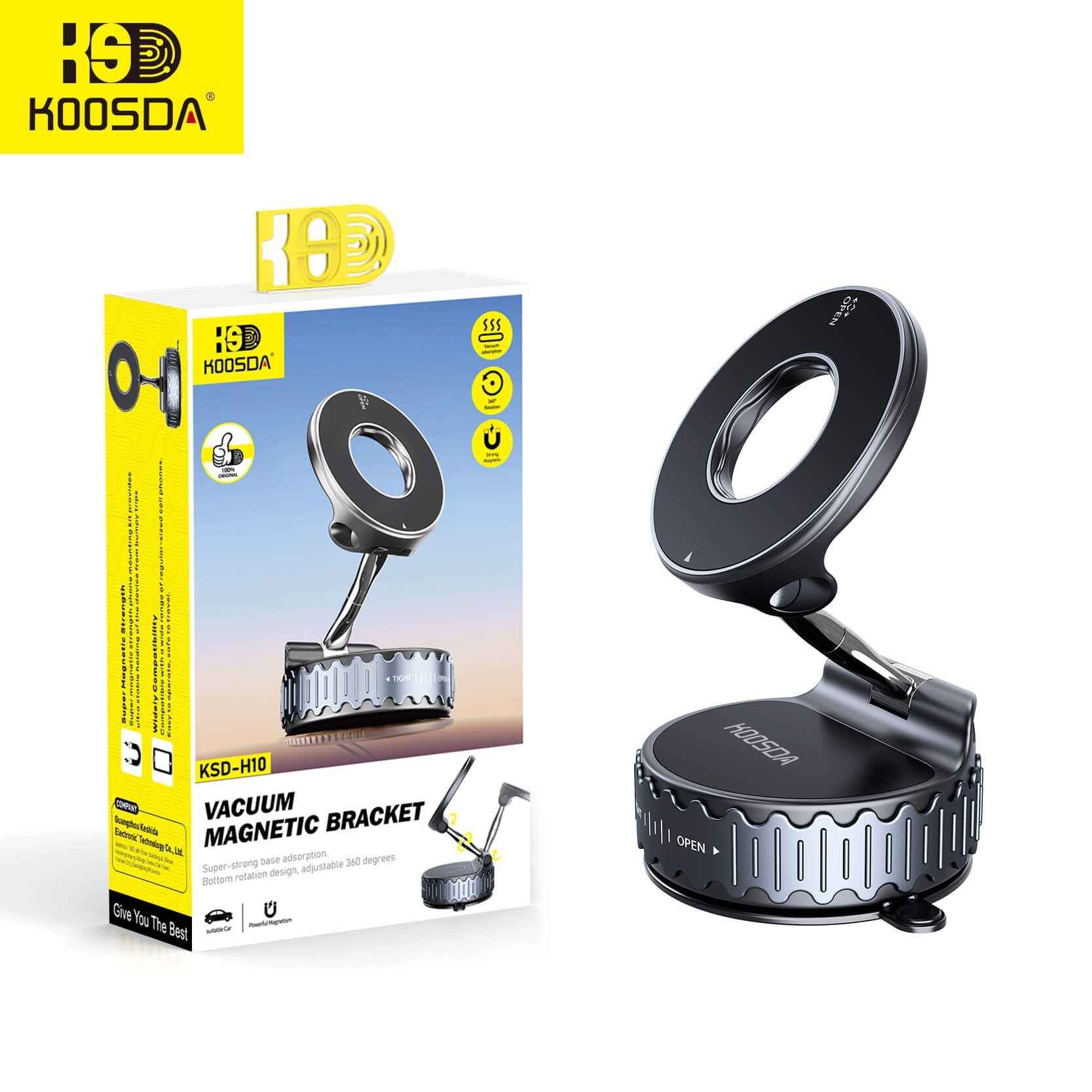 Koosda KSD H10 Multi Directional Rotating Magnetic Phone Holder - Black
