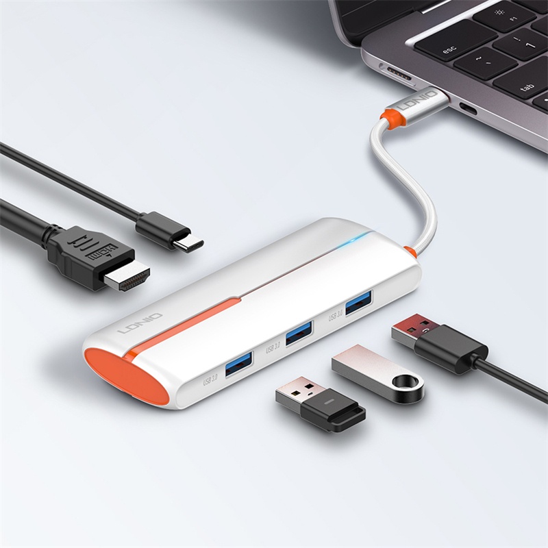 LDNIO DS 25H 5-in-1 USB-C Expansion Dock Hub Adapter - White