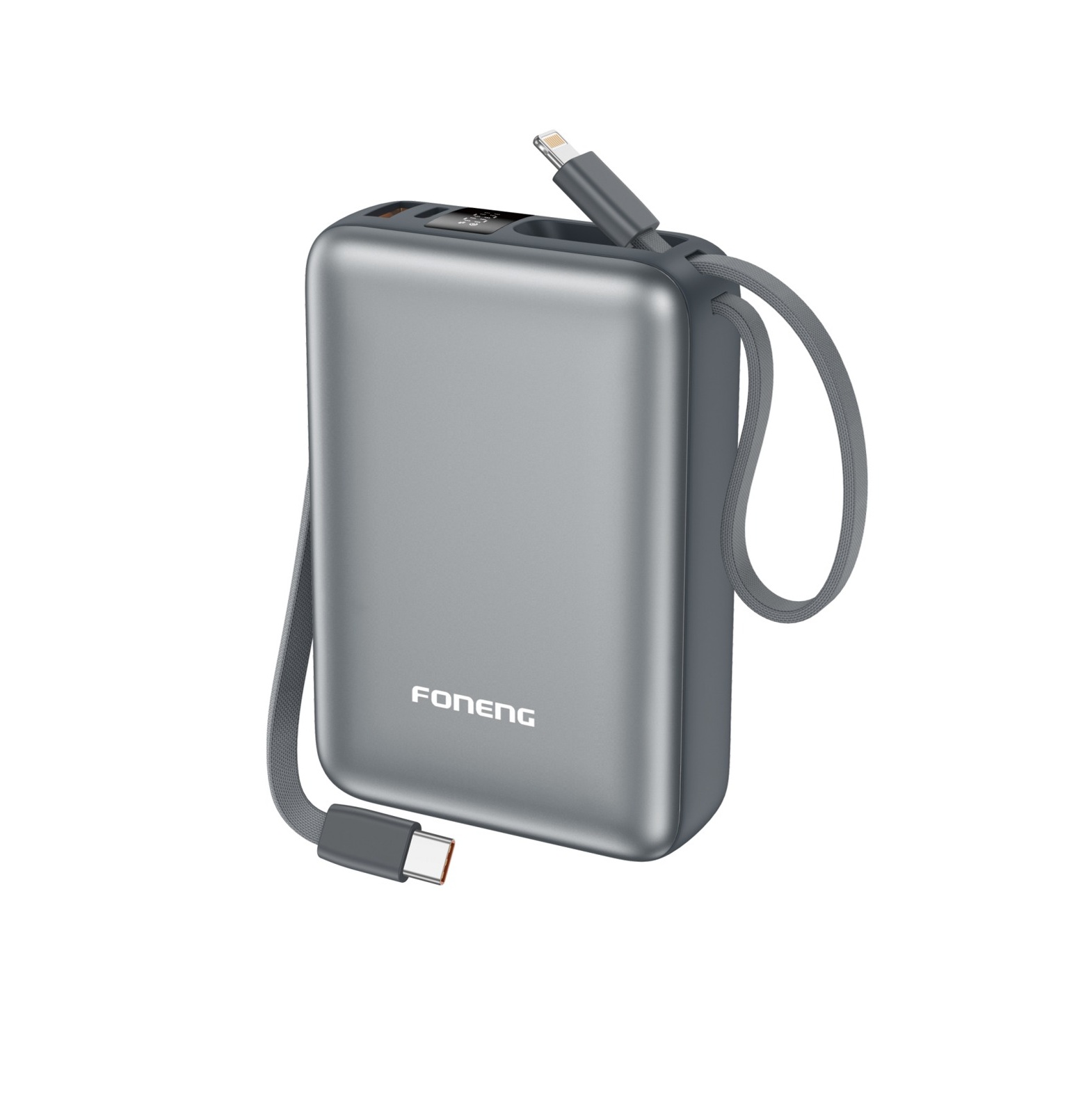 Foneng PX116 20000mAh Mini Power Bank With Dual Built-In Cables & 22.5W Fast Charging