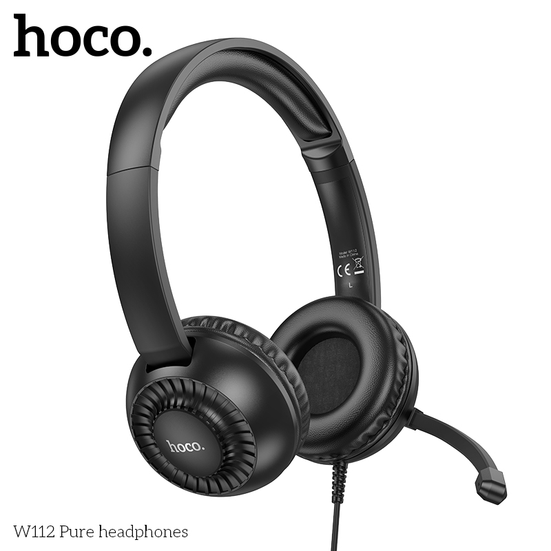 Hoco W112 Wired Headphone With Mic - Black