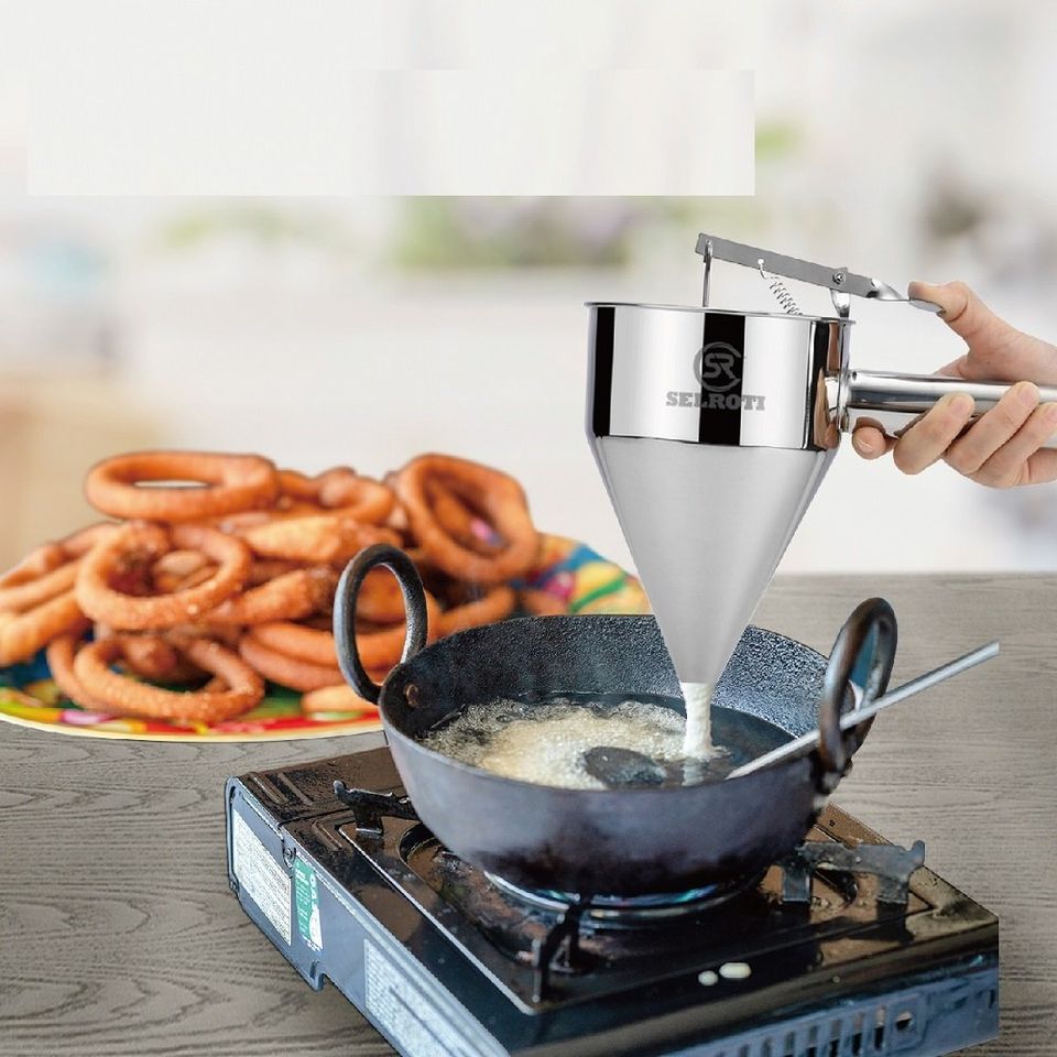 Selroti Maker Stainless Steel Selroti Batter Dispenser With Stand - Multicolor