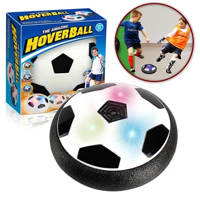 Air Floating Hover Soccer Ball With LED Lights – Indoor/Outdoor Battery Operated Toy - Black