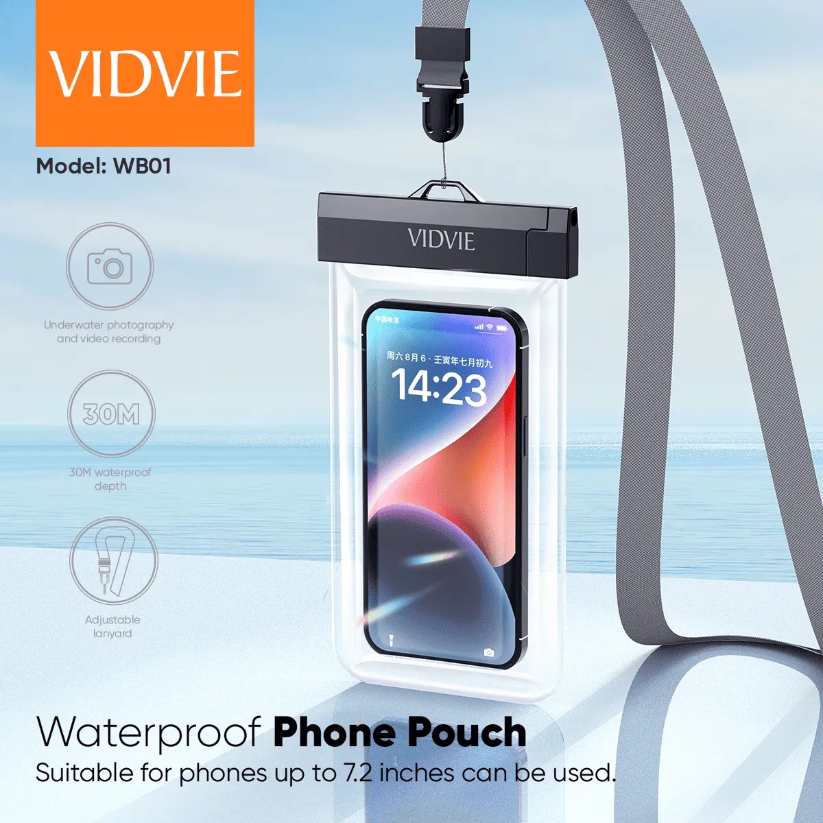 Vidvie WB01 Waterproof Mobile Phone Pouch Cover - Clear