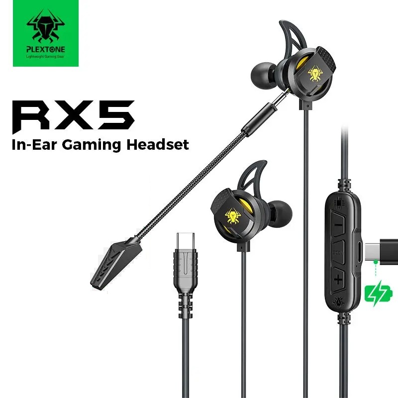 Plextone RX5 Refire Type-C Gaming Wired Earphone - Black