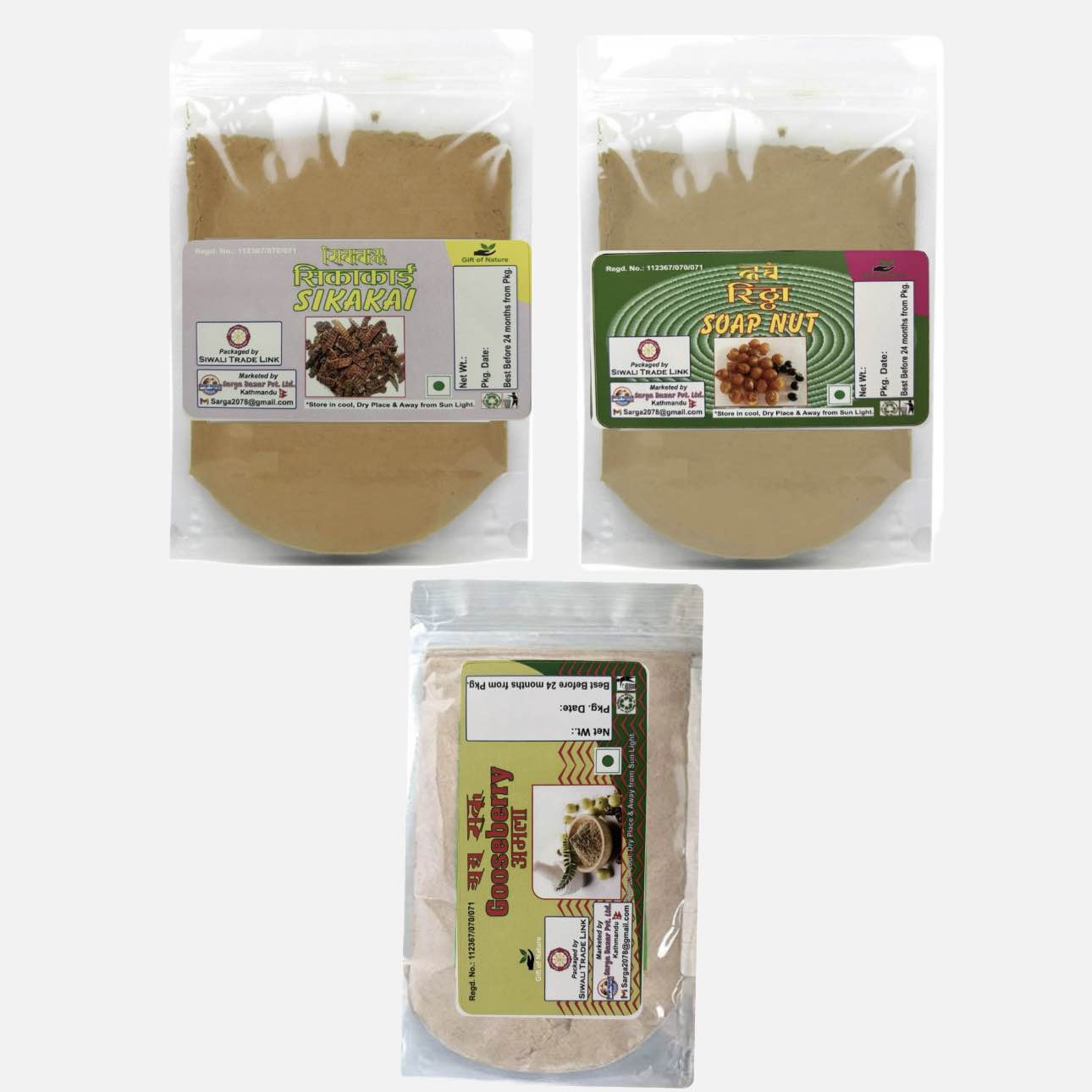 Amla Reetha Shikakai Hair Pack Combo - 200Gm Each
