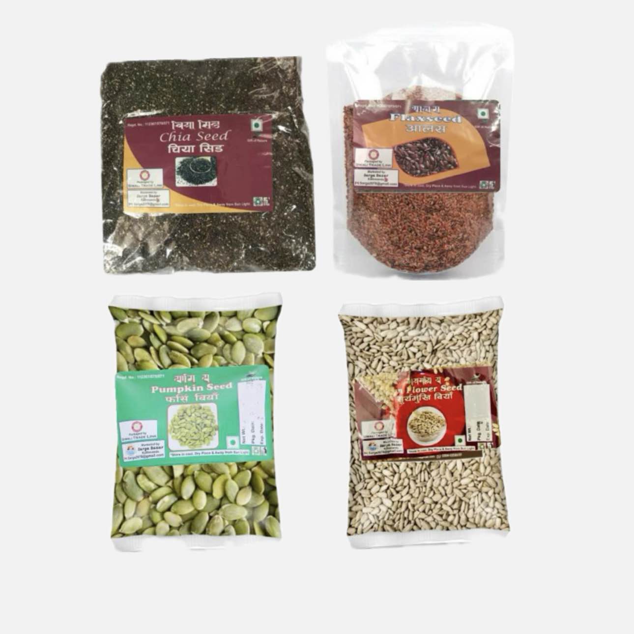 Seeds Combo Pack Flax Pumpkin Sunflower Chia - 200Gm Each 