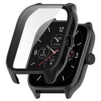 Amazfit GTS 4 TPU Clear Silicone Case With Glass Protector - Black