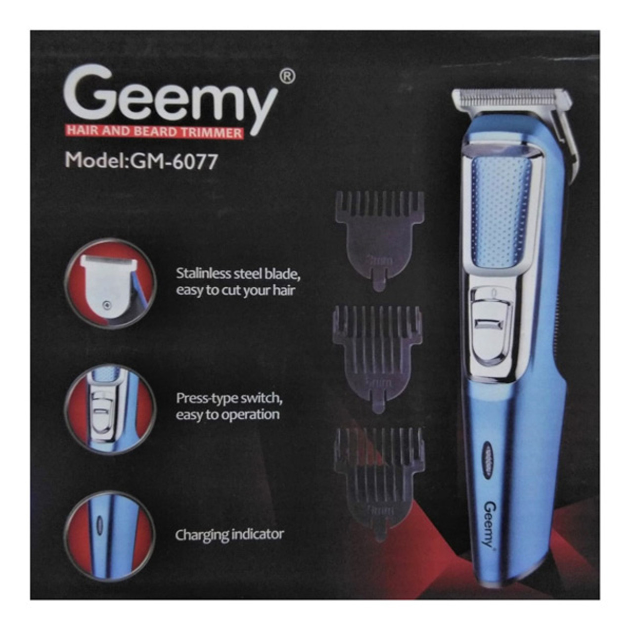 Geemy GM-6077 Rechargeable Hair Trimmer & Clipper