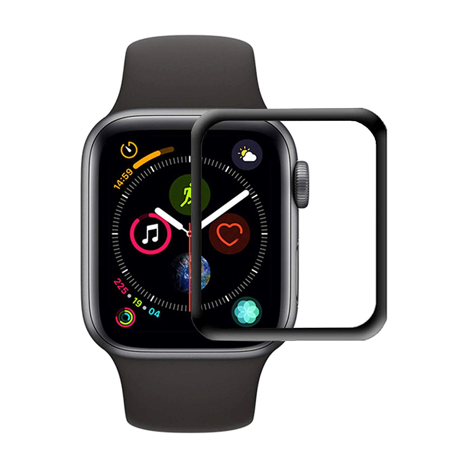 Apple Watch 40mm Curved Clear Tempered Glass Protector - Black