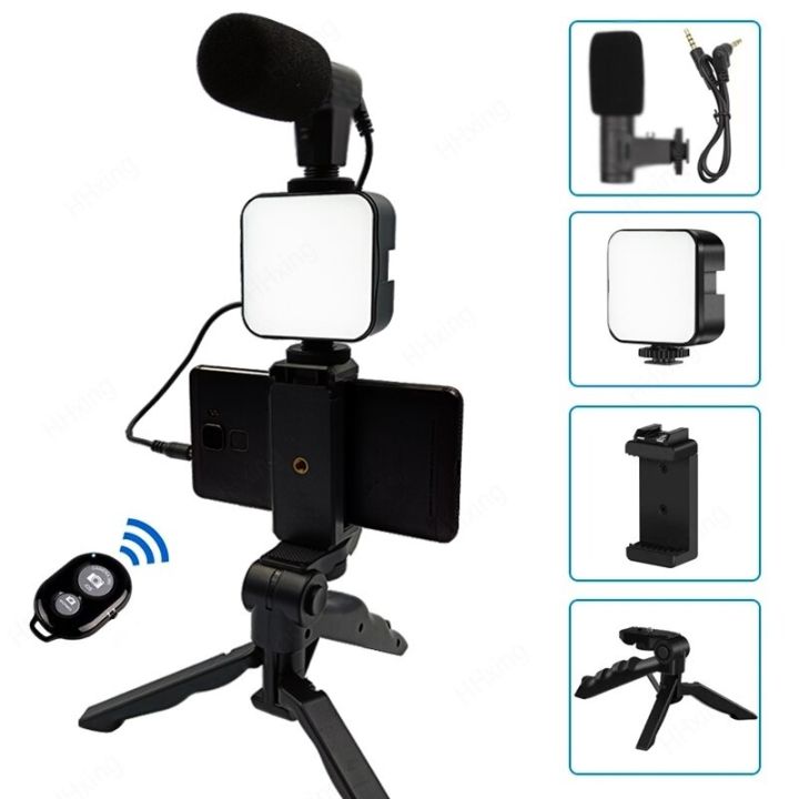 All-In-One Vlogging Kit With Tripod, Light, Mic & Phone Clamp For Video & TikTok Making