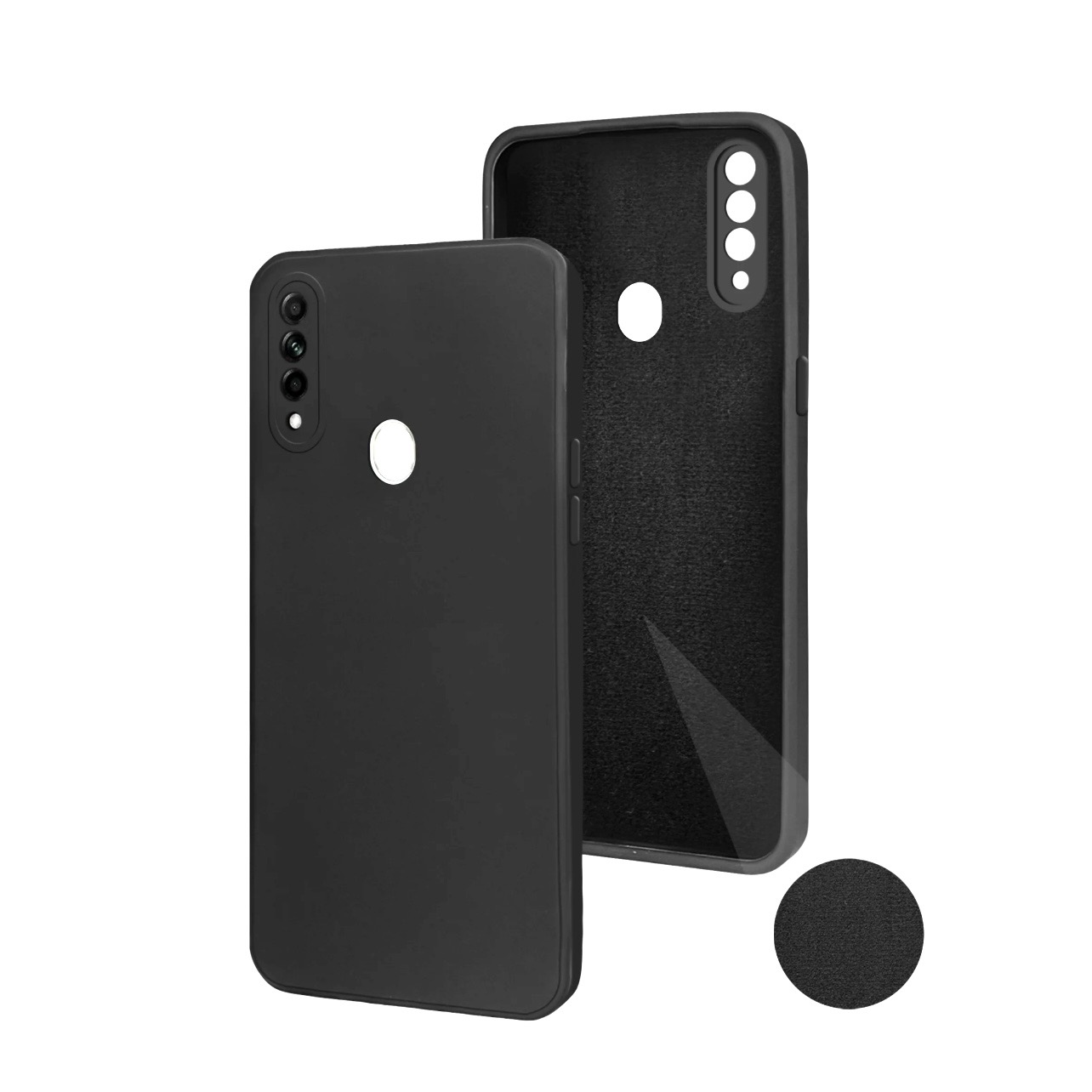 OPPO A31 2020 Soft Silicone Case With Fur Lining - Black