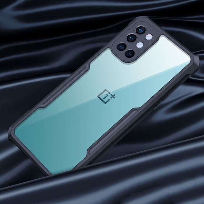 OnePlus 9R Transparent Back Border Cover Case - Black (Other)