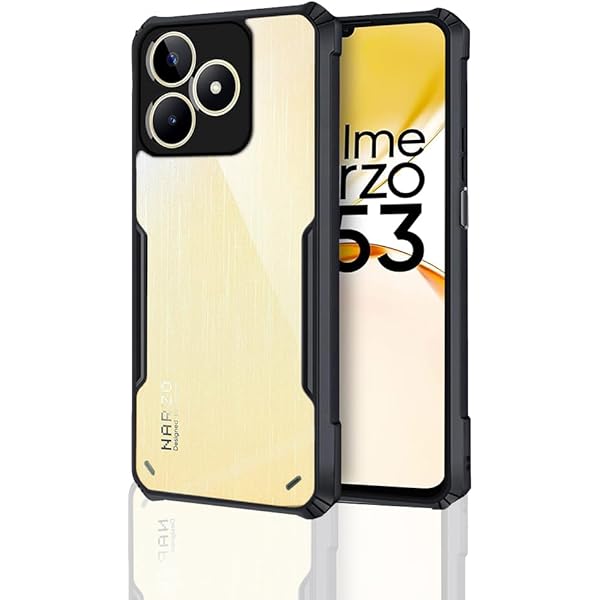 Realme Narzo N53 Transparent Back Border Cover Case - Black (Other)