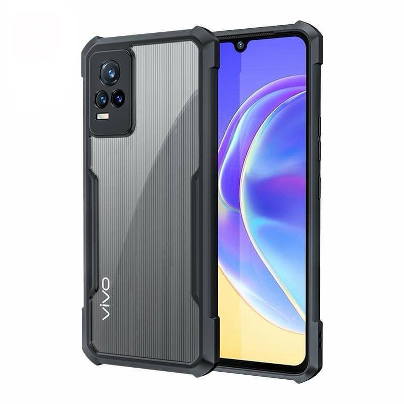 Vivo V21E 4G Transparent Back Border Cover - Black (Other)