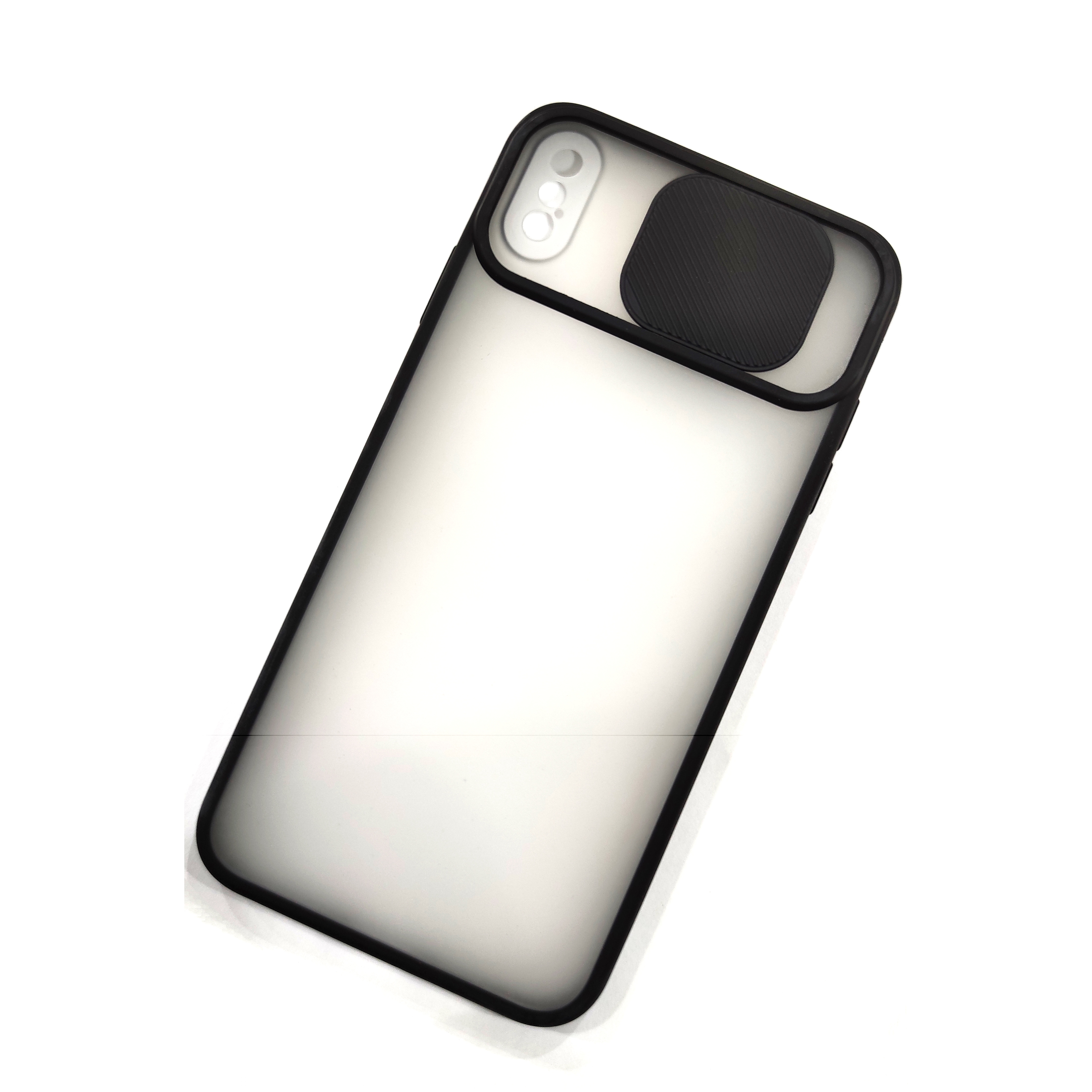 iPhone XS Max Sliding Camera Lens Protection Printed Cover - Black
