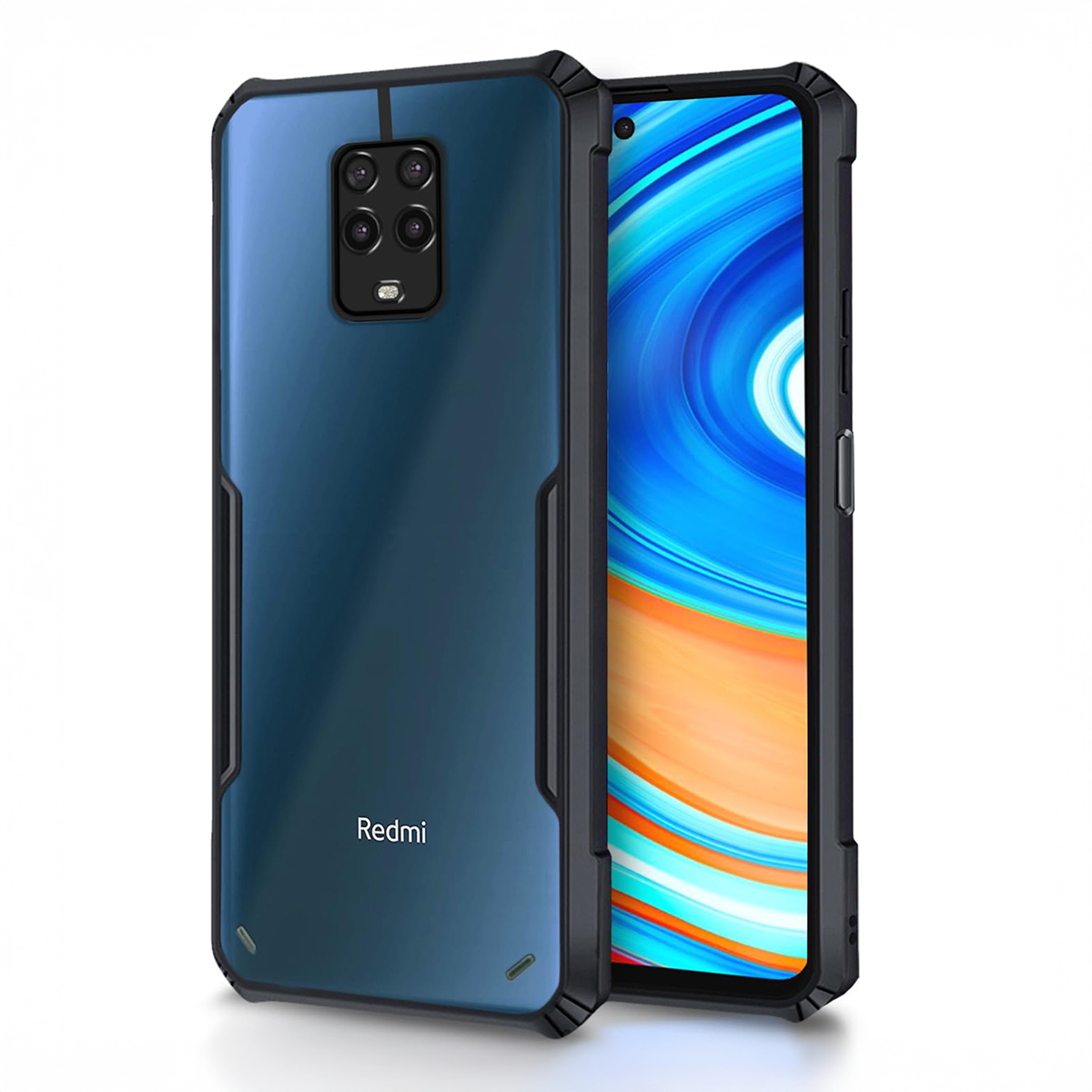 Redmi Note 9 Pro Max Transparent Back Border Cover - Black