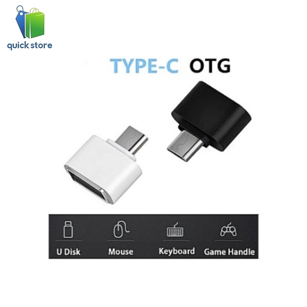 Portable Mini USB Type-C OTG Adapter - Black & White