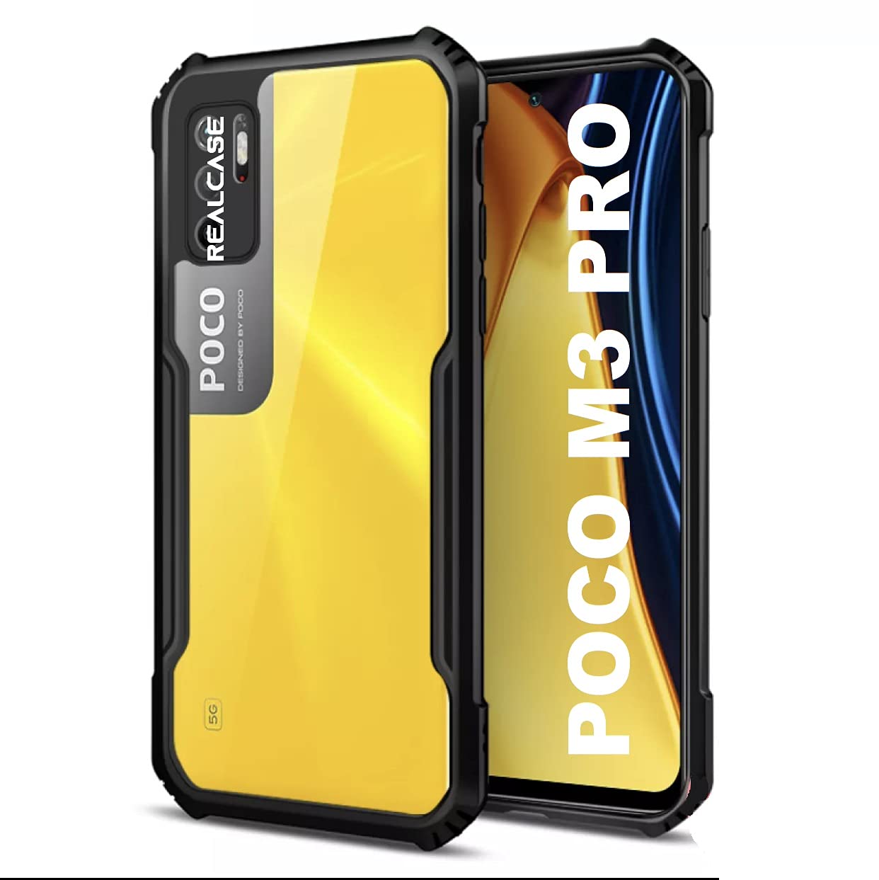 Poco M3 Pro Transparent Back Bumper Case - Black (Other)