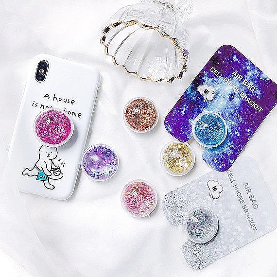 Liquid Star Glitter Pop Socket With Printed Design (Various Prints)