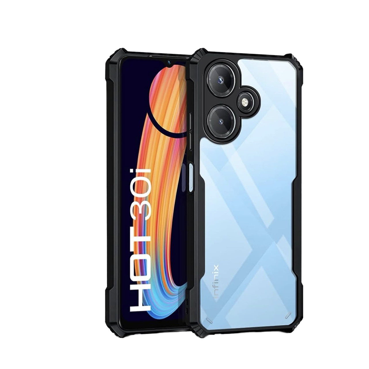 Infinix Hot 30i Transparent Back Bumper Case - Black (Other)