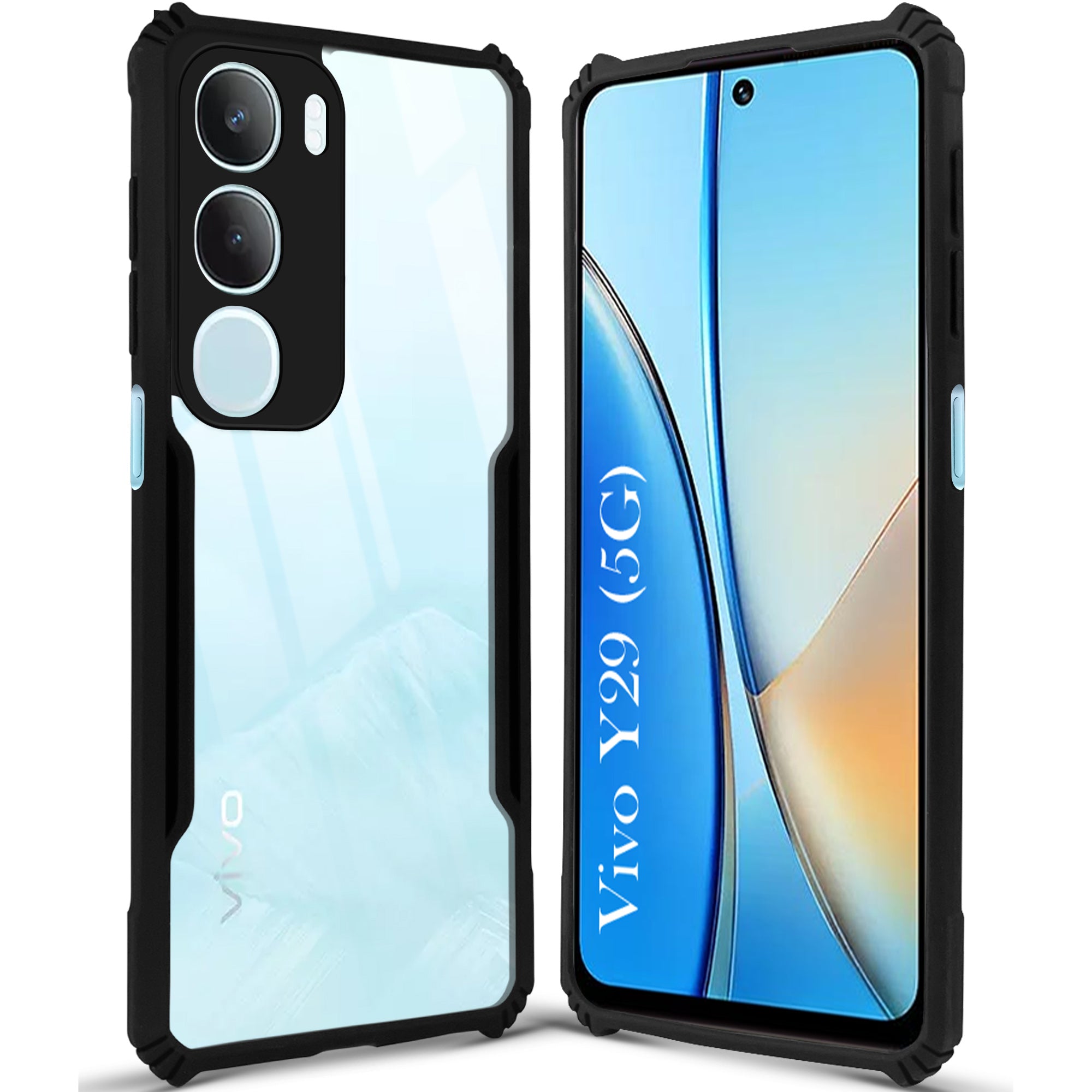 Vivo Y29 5G Ipaaky Transparent Back Bumper Case - Black (Other)