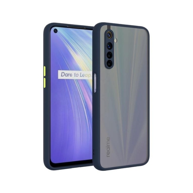 Realme 6 Transparent Back Bumper Case - Black