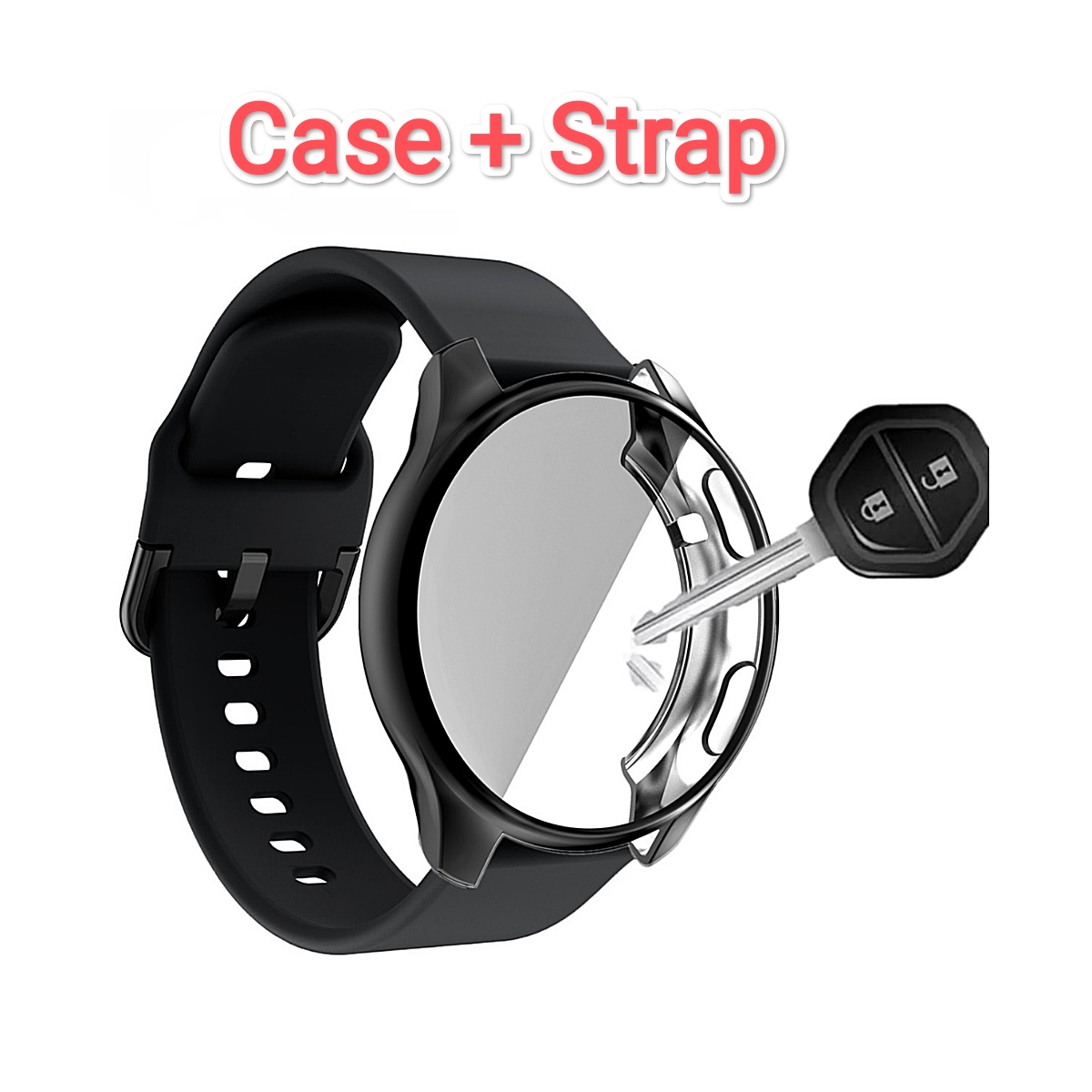 Amazfit GTR 3 / GTR 3 Pro Silicone Strap With Full Case Cover - Black (Freesize)