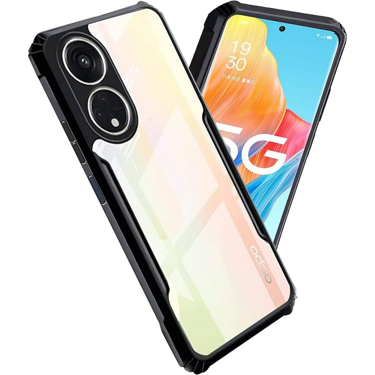 OPPO A59 5G Transparent Back Bumper Case - Black (Other)