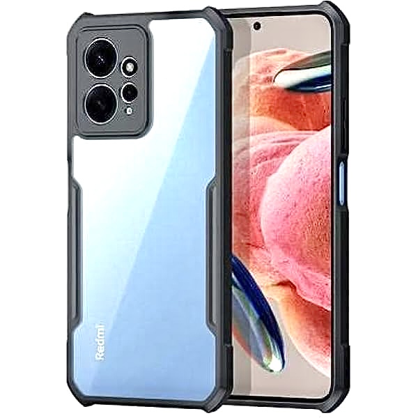 Redmi 12 4G Transparent Back Bumper Case - Black (Other)