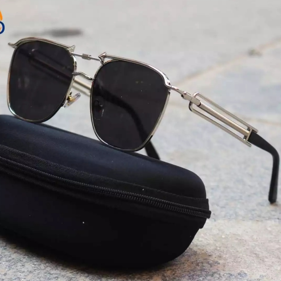 Round Design Black Spring Hinge Glasses Frame – Unisex (Silver)