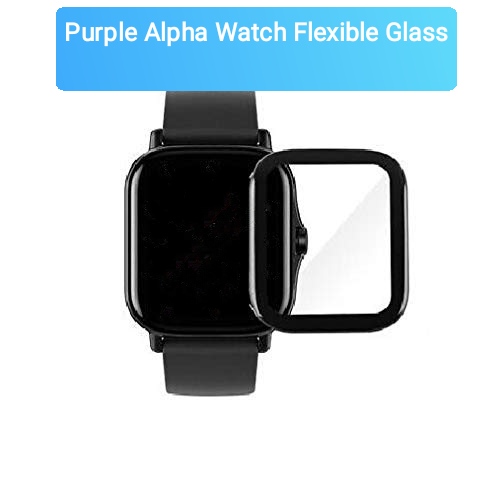 Purple Alpha Watch Curved Full Glue Flexible Tempered Glass Protector - Black