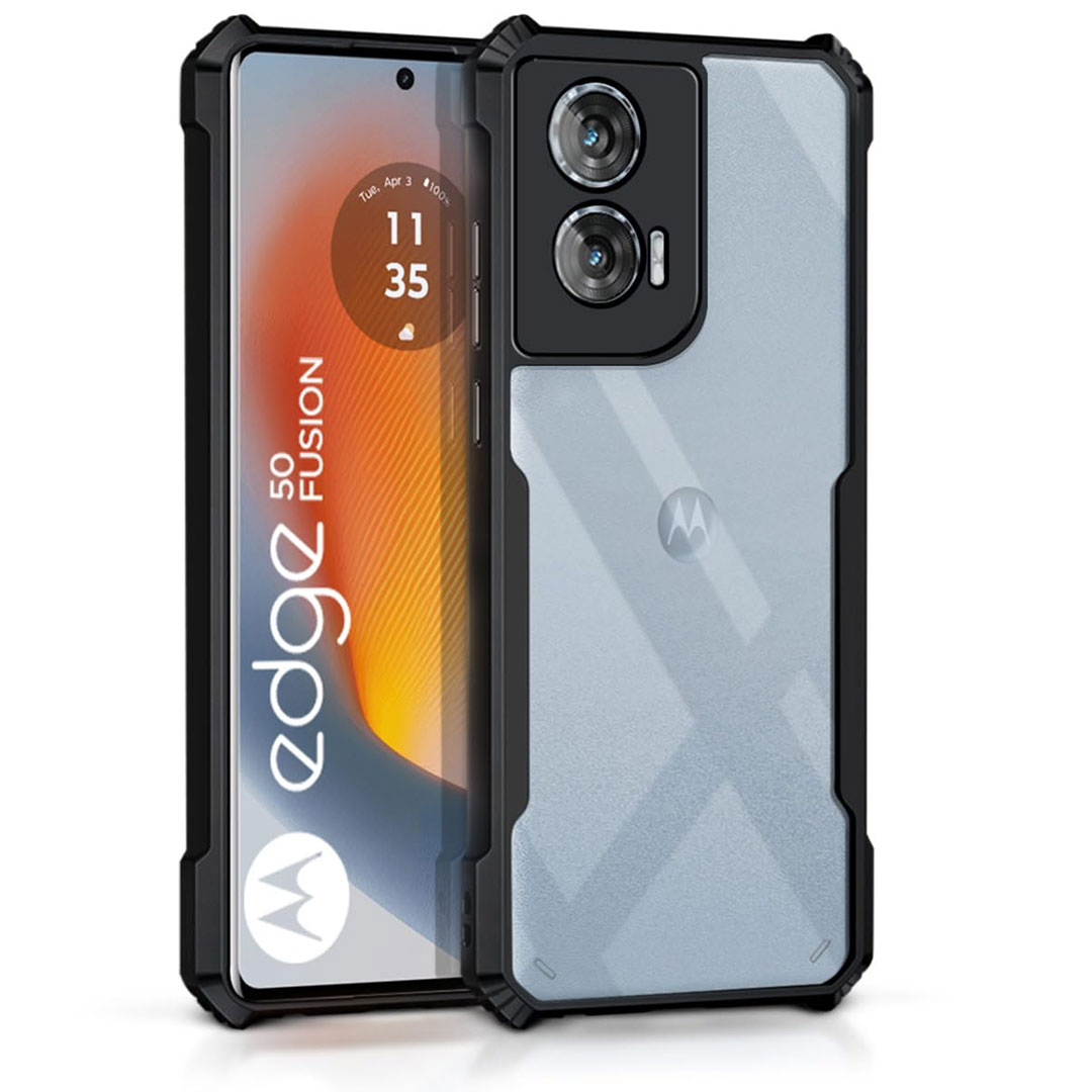 Motorola EDGE 50 Fusion Border Cover With  Back Transparent - Black (Other)