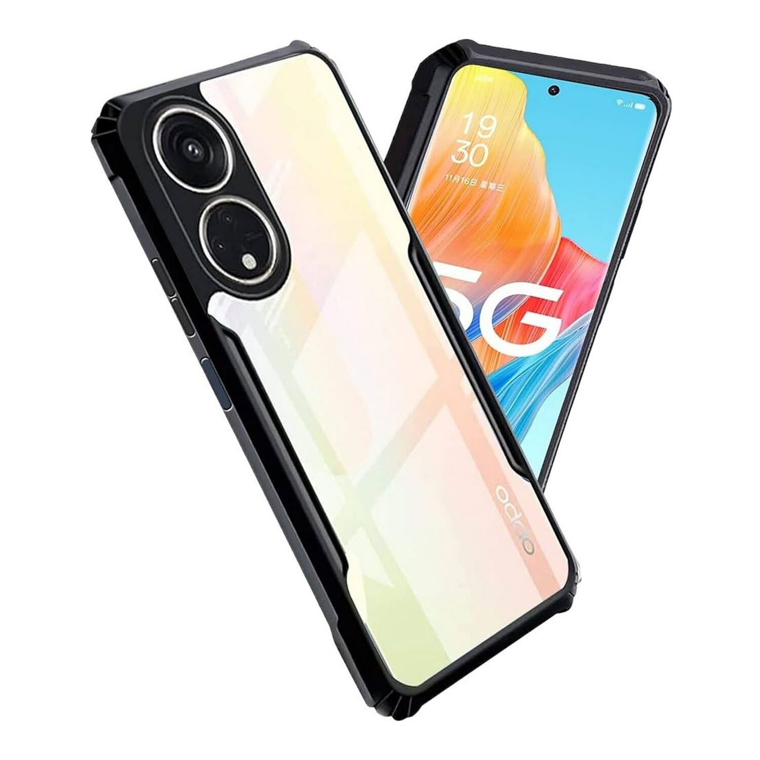 Oppo Reno 8T(5G) Border Cover With Back Transparent - Black (Other)