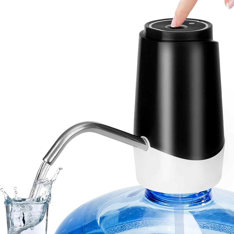 Automatic Rechargable Water Dispenser for Jar - Black and white