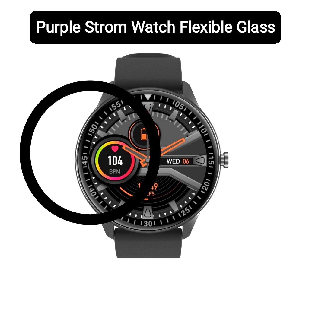 Purple Strom Watch Full Glue Curved Clear Flexible Tempered Glass - Black