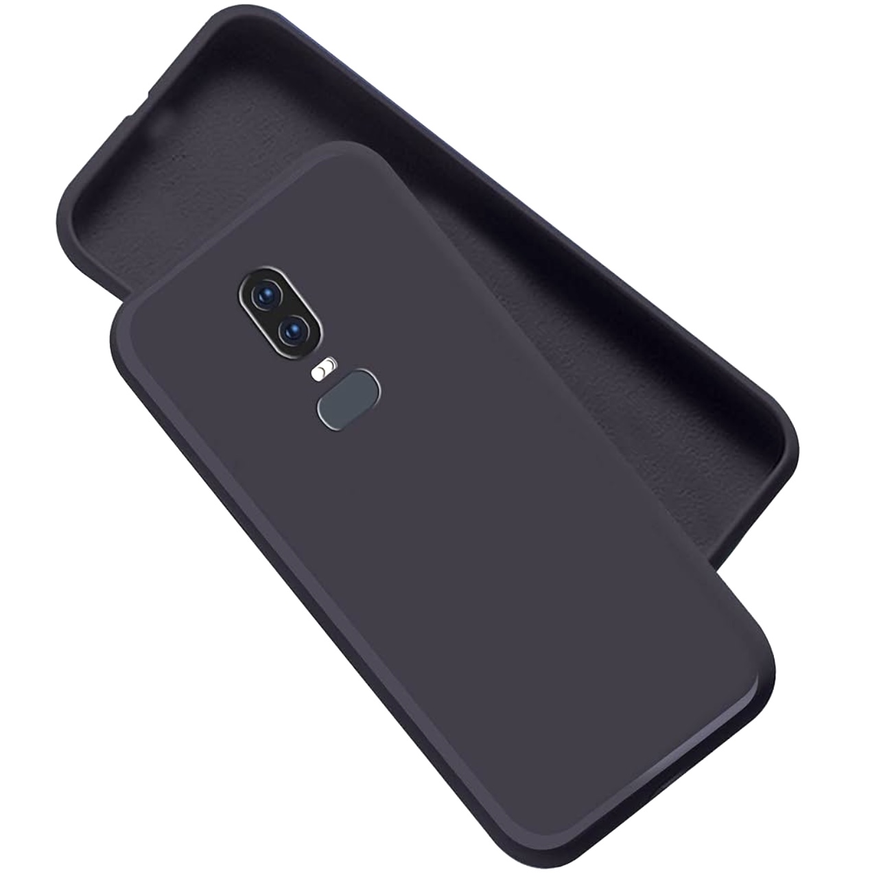OnePlus 6 Soft Silicon Cover With Internal Microfiber Case - Black (Other)
