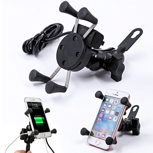Mobile Holder For Motorcycle And Scooter With Charging Socket