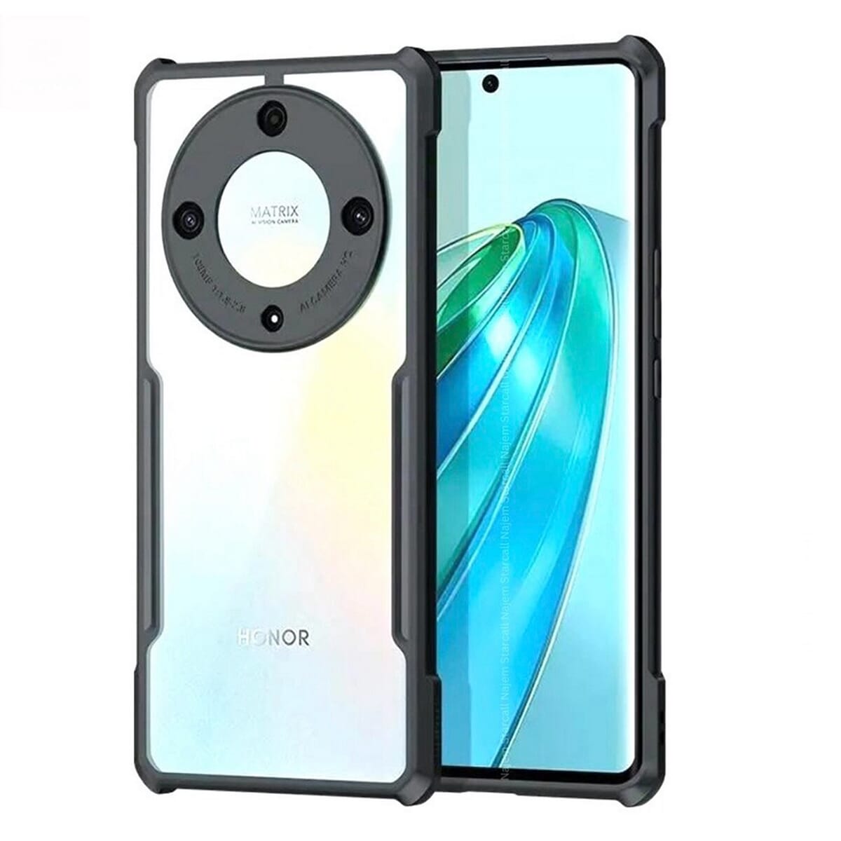 Honor X9A Border Cover With Back Transparent - Black (Other)