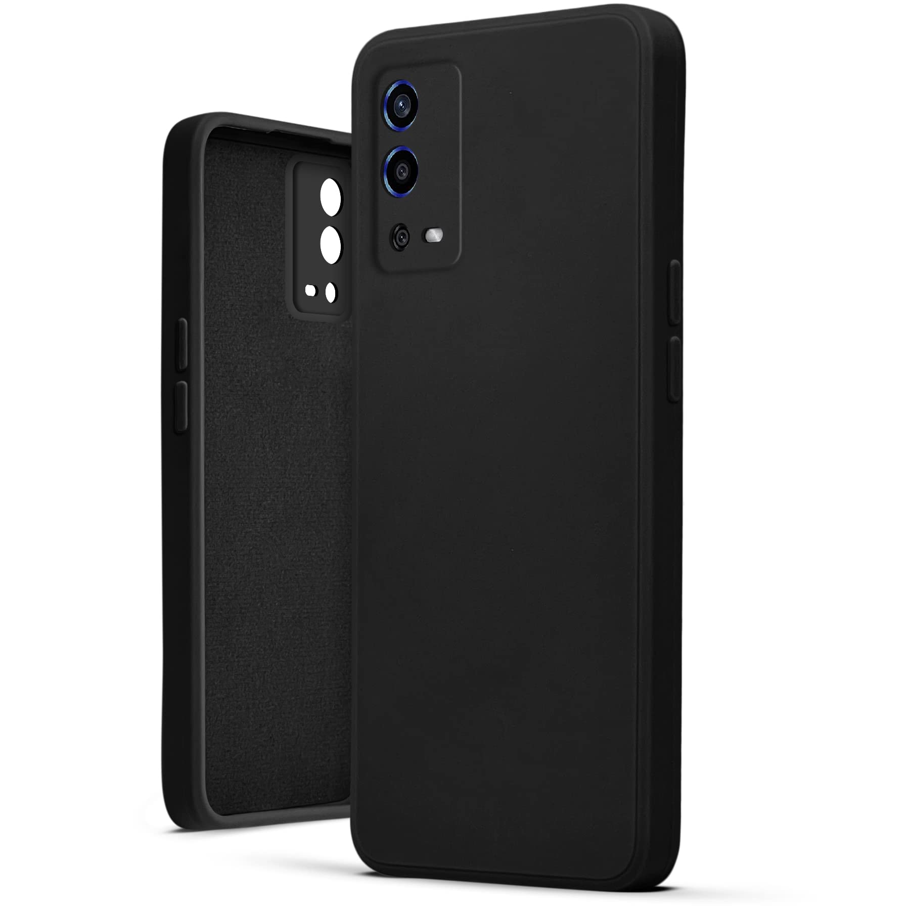 Oppo A55(4G) Soft Silicon Cover With Internal Microfiber Case - Black (Other)