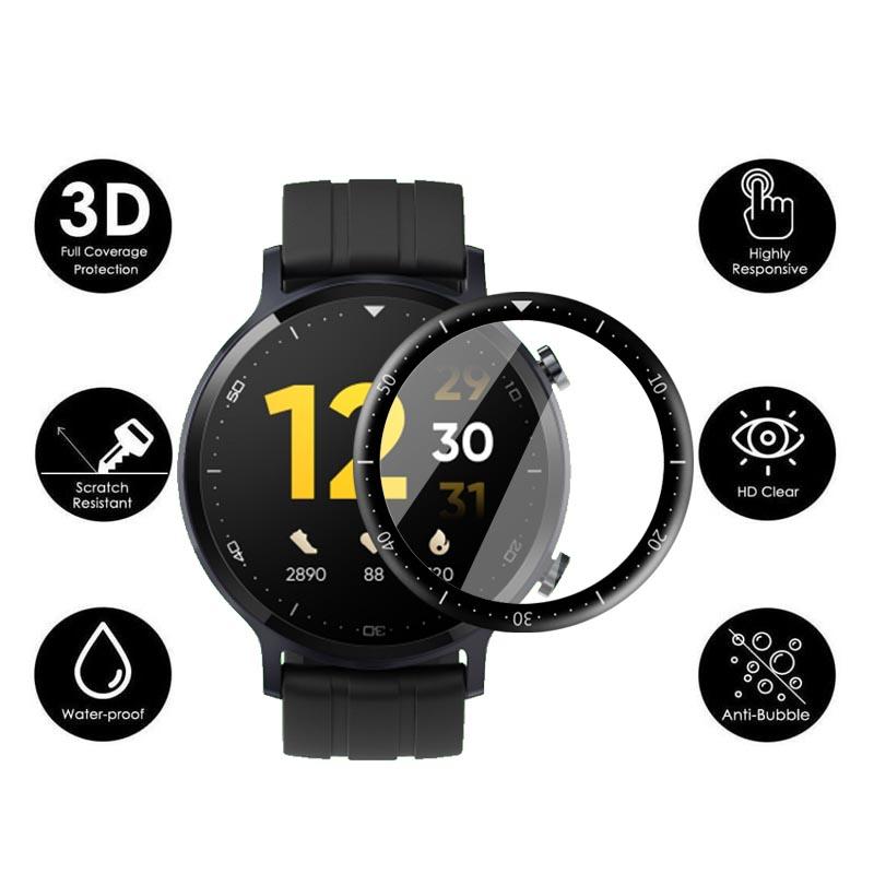 Realme Watch S Full Glue Curved Clear Flexible Tempered Glass - Black