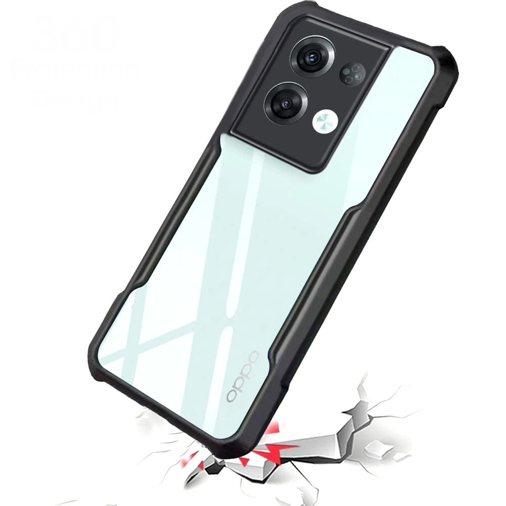 Oppo Reno 8 (5g) Border Cover With Back Transparent - Black (Other)