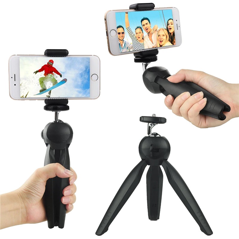 Portable Tripod Stand With Mobile Holder For Mobile And Camera - Black